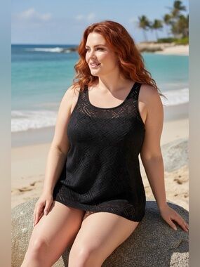 🆕Penningtons - Boho Crochet Lace Swimwear Tankini Top